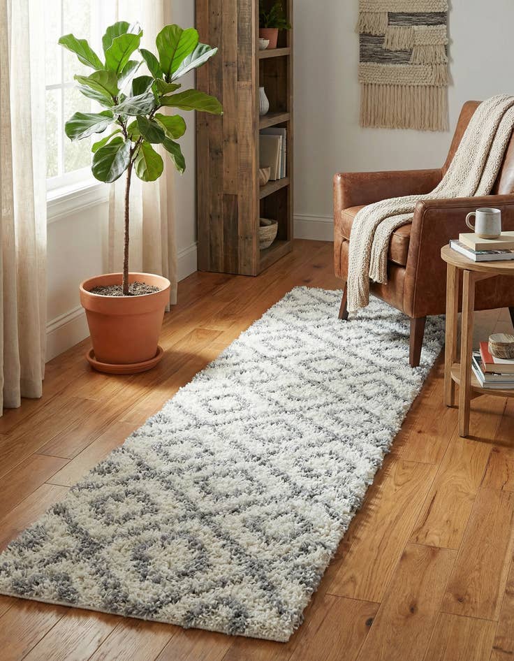 Detail image of 2' x 8' Trellis Shag Runner Rug