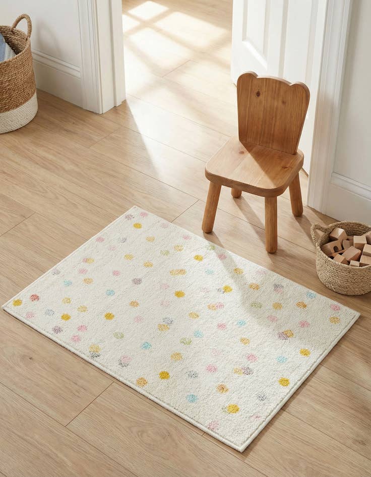 Detail image of 2' 2 x 2' 11 Polka Dot Whimsy Kids Rug