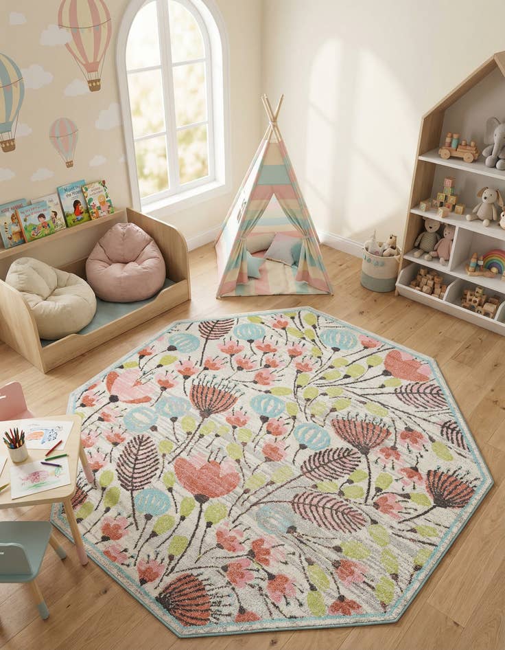 Detail image of 7' 10 x 7' 10 Whimsy Kids Octagon Rug