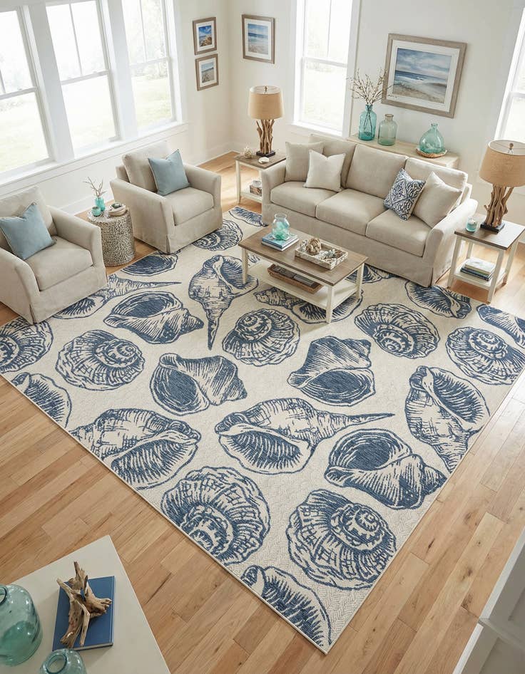 Detail image of 10' x 10' Washable Coastal Indoor / Outdoor Square Rug