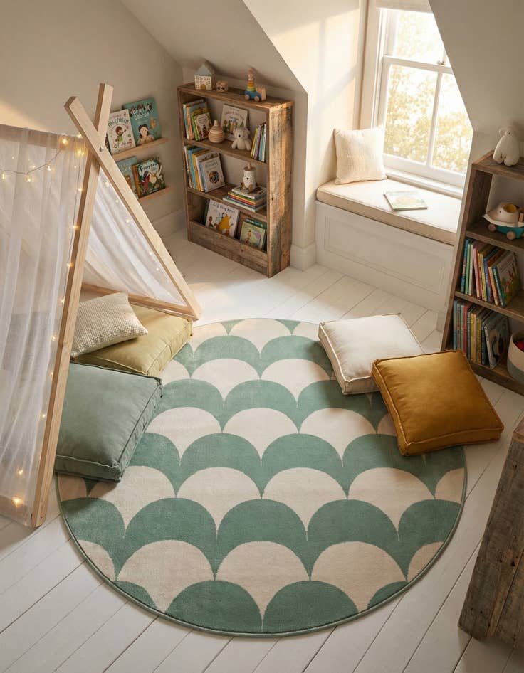Detail image of 5' 3 x 5' 3 Whimsy Kids Round Rug