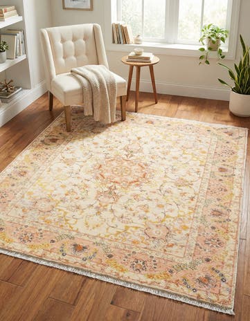 Ivory and Gold Boutique Square Rug