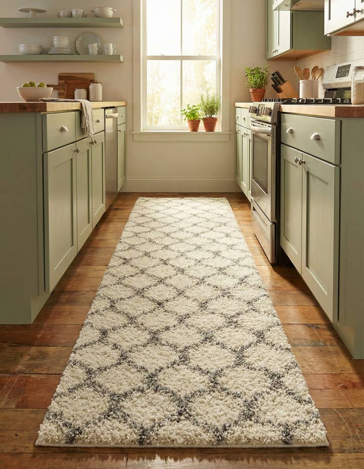 Detail image of  2' 7 x 12' Lattice Shag Runner Rug