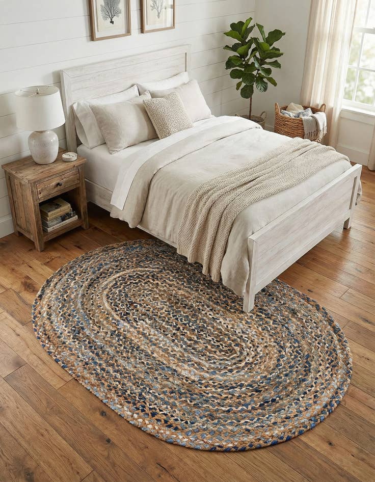 Detail image of 4' 1 x 6' 1  Hand Braided Chindi Oval Rug