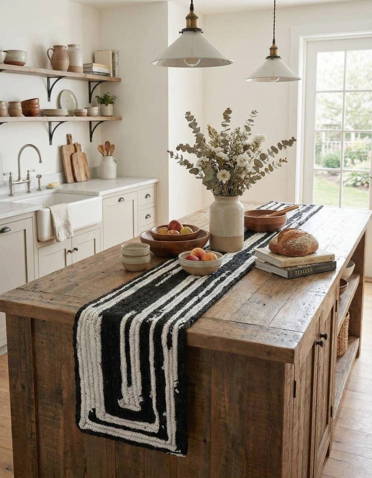 Detail image of 1' 2 x 8'  Hand Braided Chindi Table Runner Rug