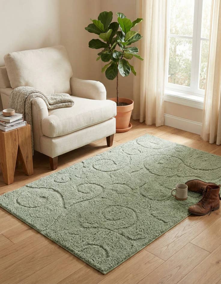 Detail image of 4' x 6' Floral Shag Rug