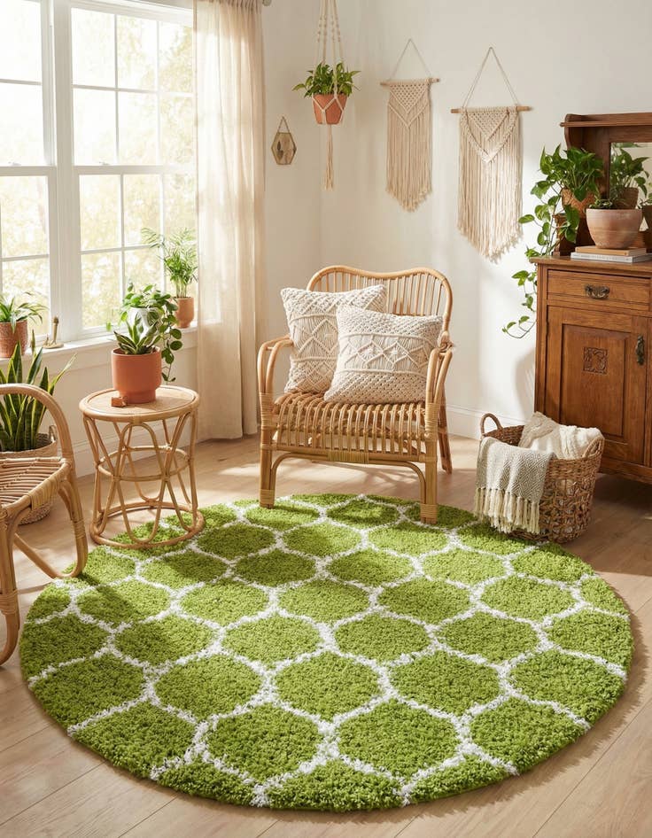 Detail image of 6' x 6' Lattice Shag Round Rug