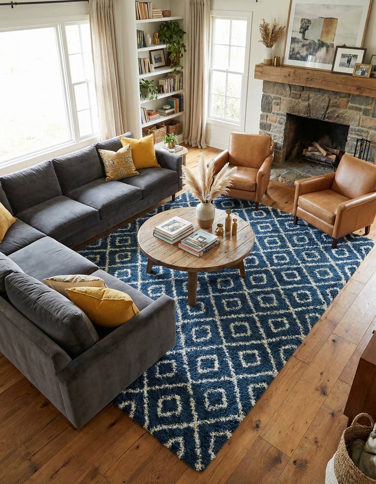 Detail image of  10' 8 x 14' Lattice Shag Rug