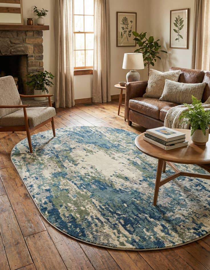 Detail image of 5' x 8'  Washable Spectrum Oval Rug