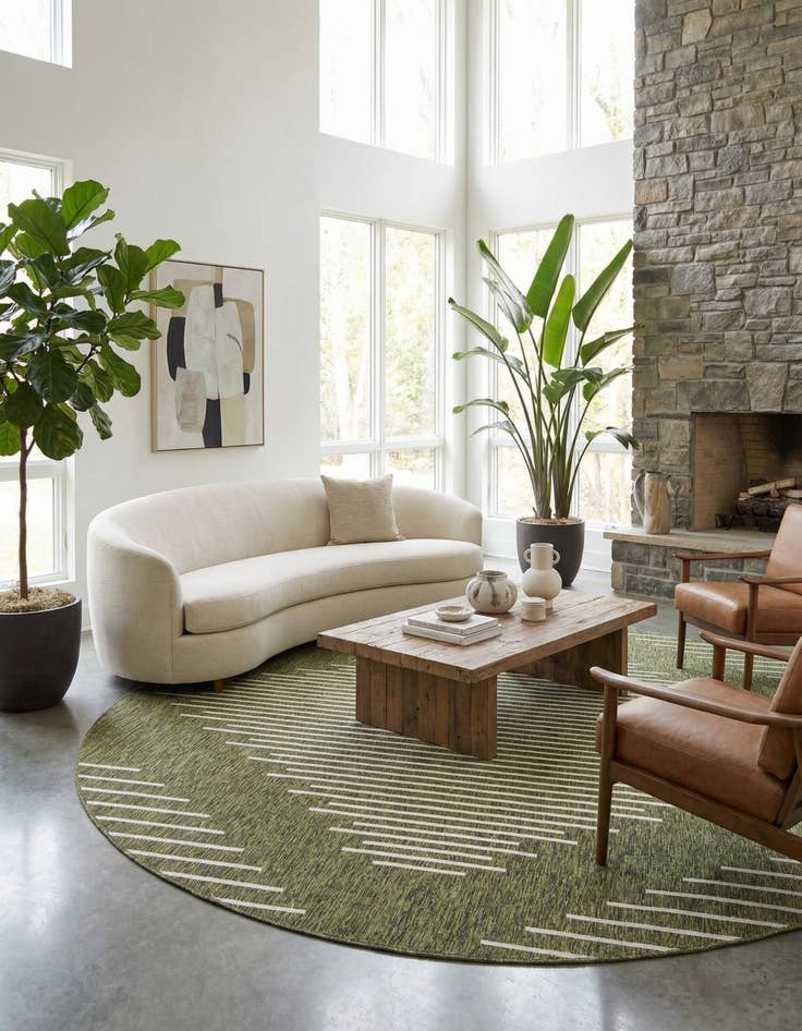 Detail image of 13' x 13'  Washable Modern Indoor / Outdoor Round Rug