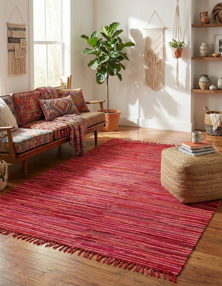 Detail image of 8' x 10' Hand Woven Chindi Cotton Rug