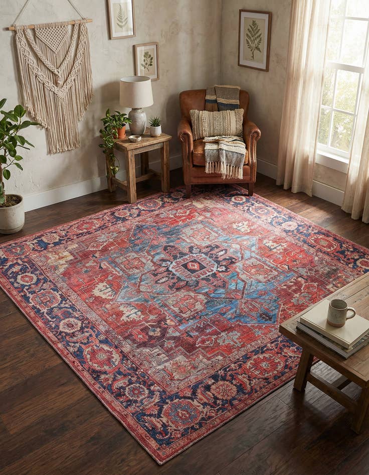 Detail image of 7' 10 x 7' 10 Washable Maahru Square Rug