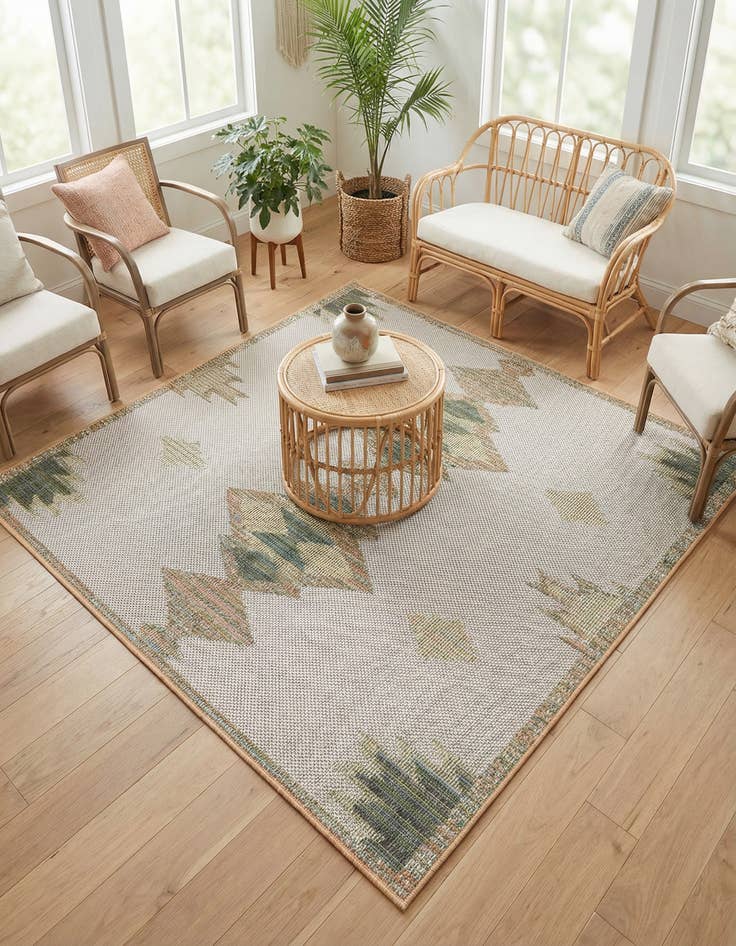 Detail image of 5' 3 x 5' 3  Washable Baja Indoor / Outdoor Square Rug