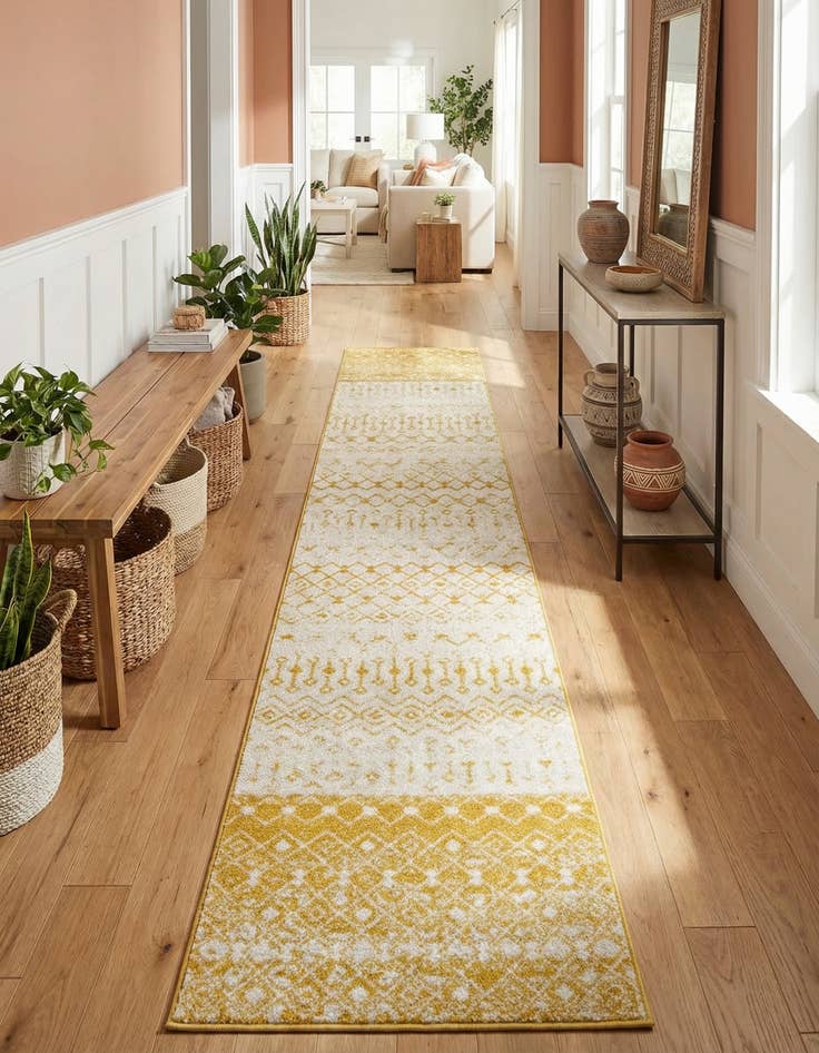 Detail image of 3' 3 x 16' 5 Moroccan Trellis Runner Rug