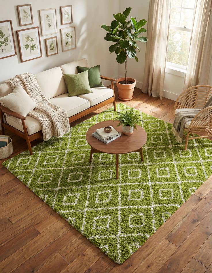 Detail image of 7' 10 x 7' 10 Lattice Shag Square Rug