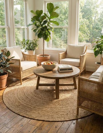 6' 1 x 6' 1 Handmade Braided Jute Round Rug