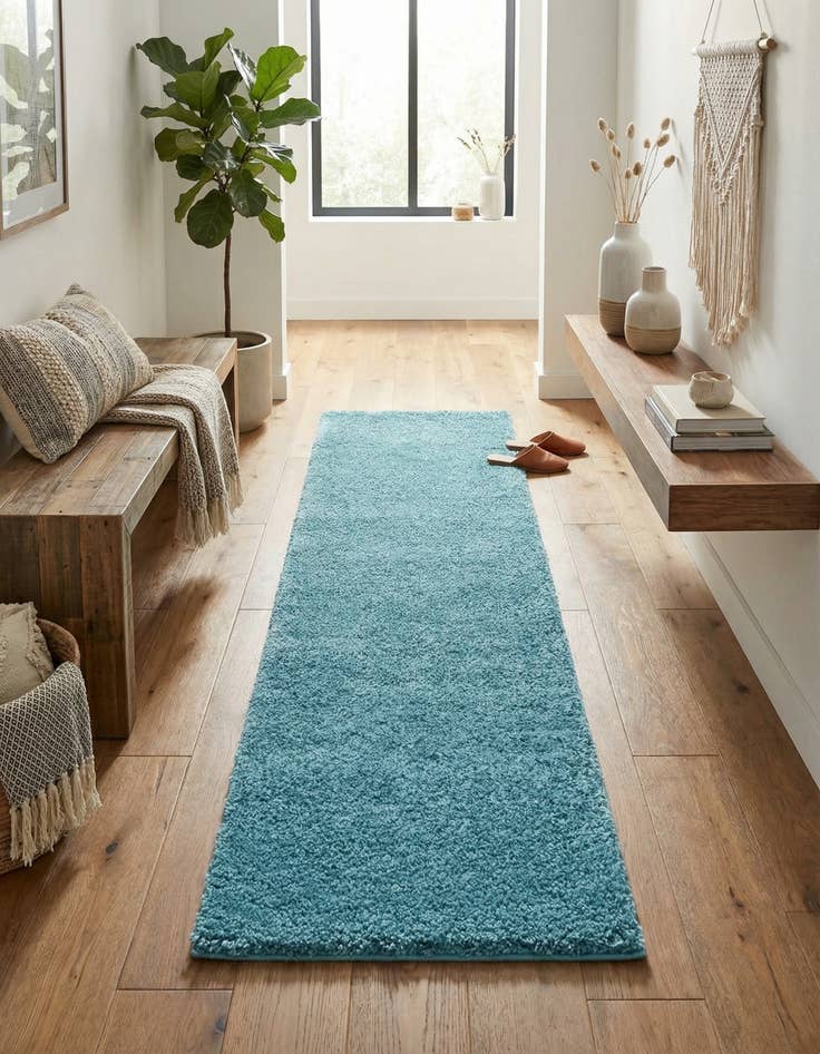 Detail image of 2' x 6' 9 Soft Solid Shag Runner Rug
