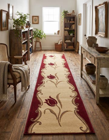 Cream Reproduction Gabbeh Runner Rug