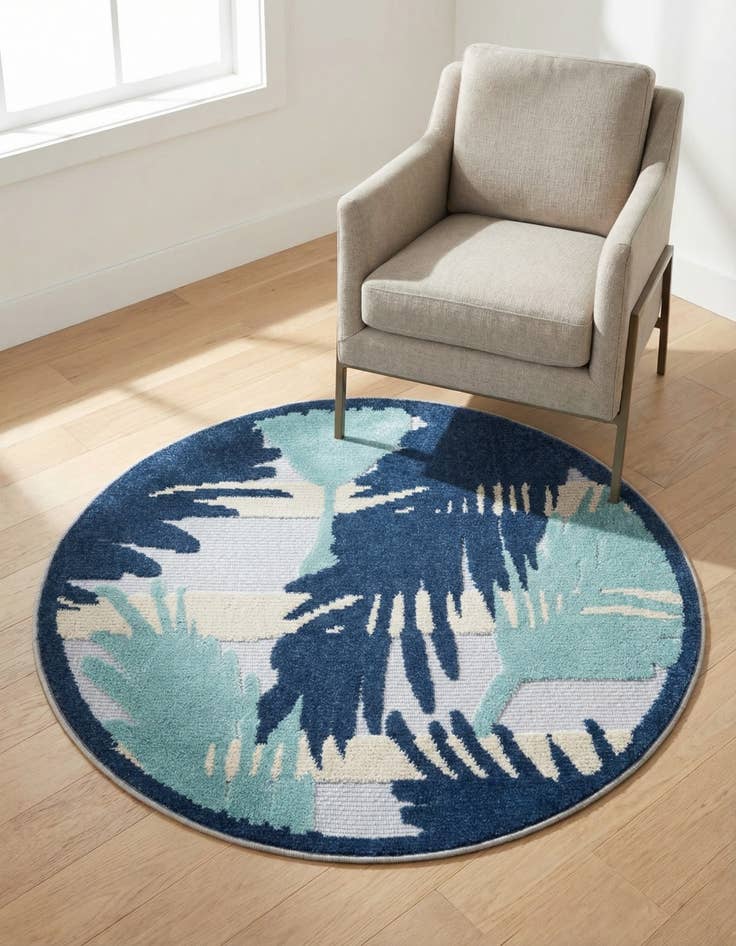 Detail image of 3' 3 x 3' 3  Washable Aruba Indoor / Outdoor Round Rug