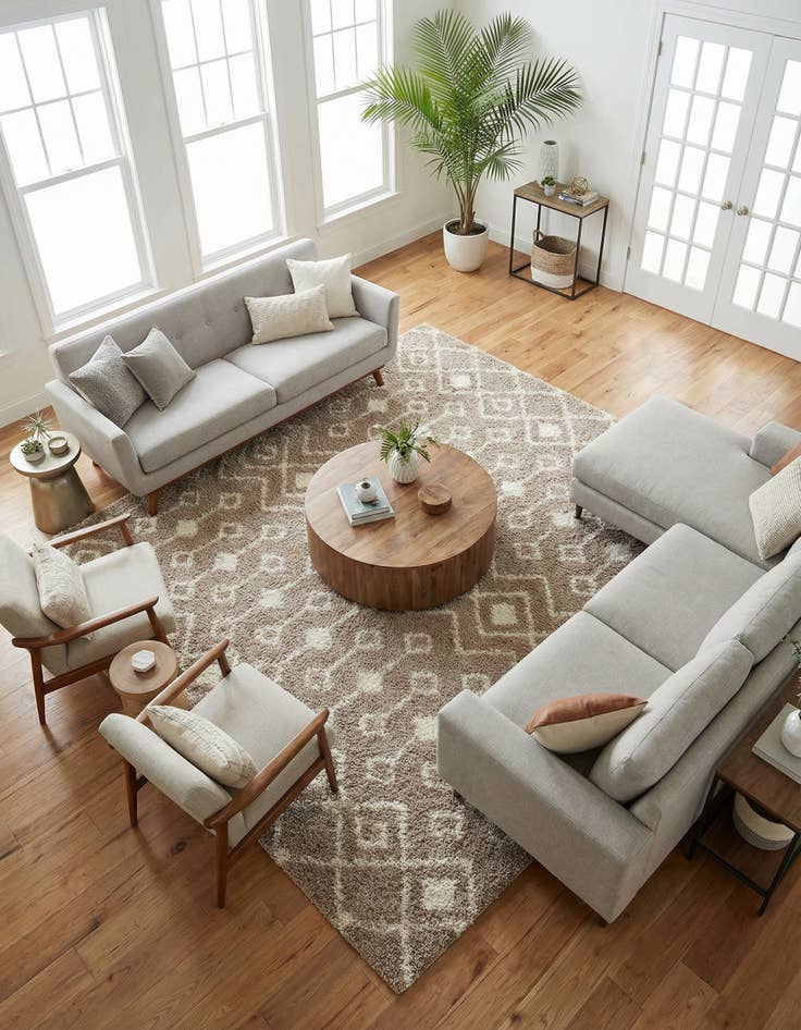 Detail image of 10' x 10' Moroccan Trellis Shag Square Rug