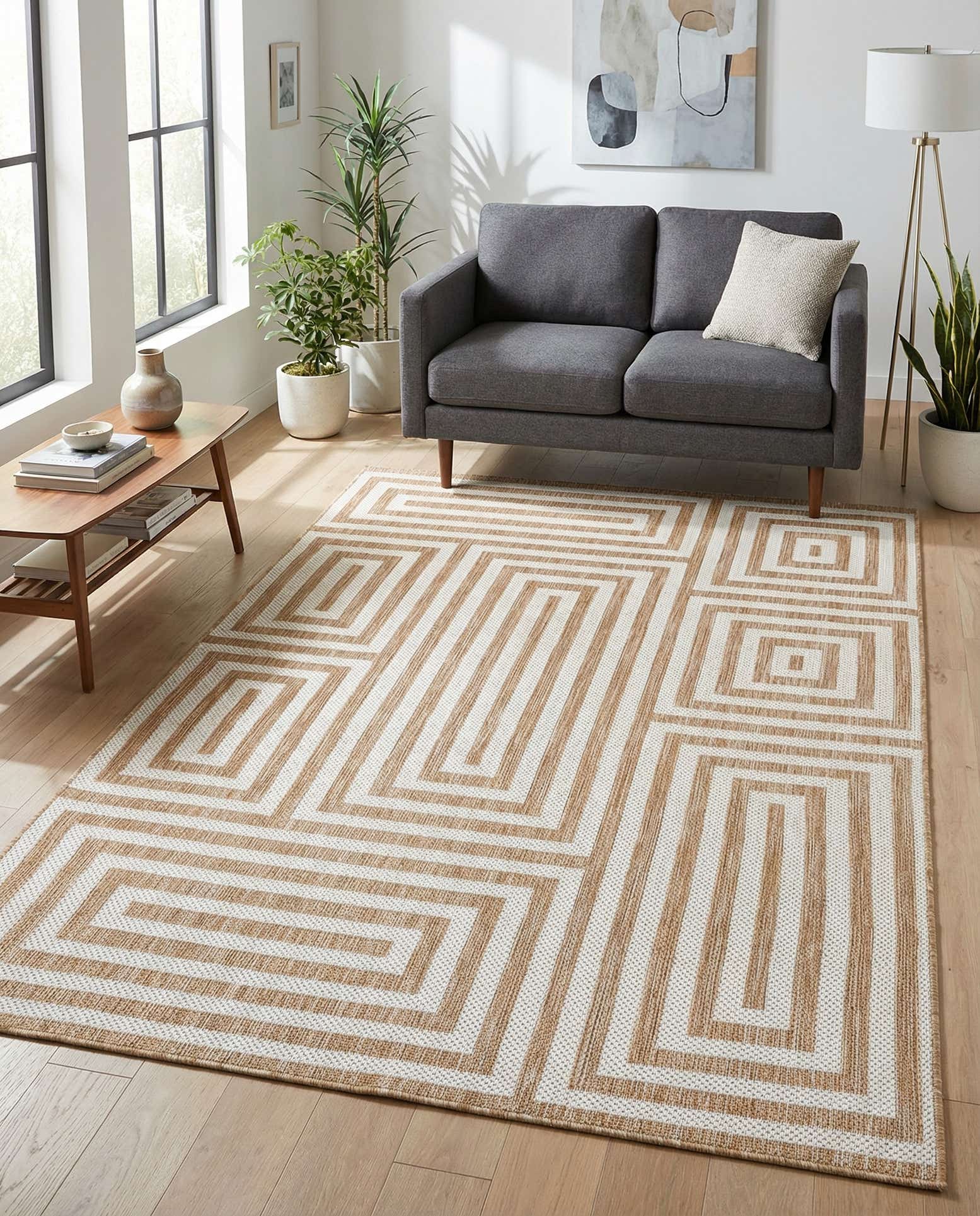 5' 3 x 8' Easy-Clean Modern Indoor / Outdoor Rug