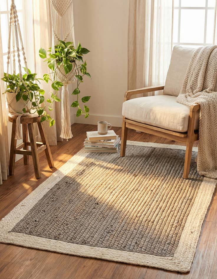 Detail image of 3' 1 x 5' 1  Hand Braided Jute Rug