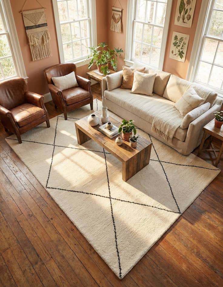 Detail image of 5' 1 x 8'  Hand Knotted Safiya Moroccan Wool Rug