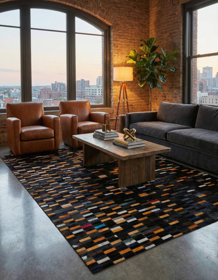 Detail image of 5' 1 x 8' 1 Cowhide - Patchwork Rug