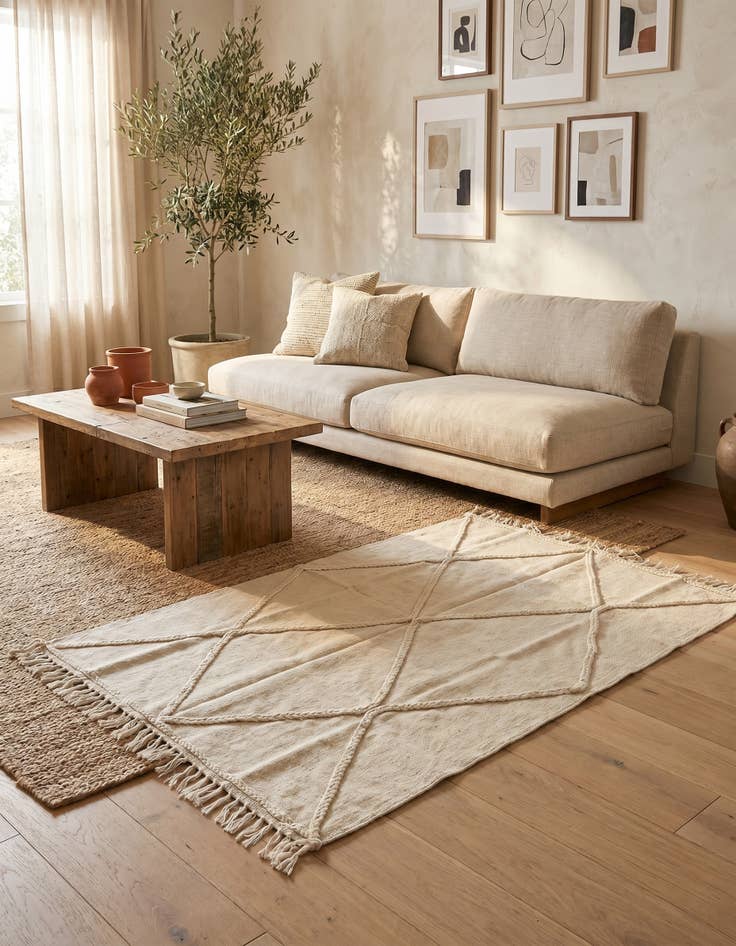 Detail image of 3' 3 x 4' 9 Hand Woven Kilim Modern Wool Rug