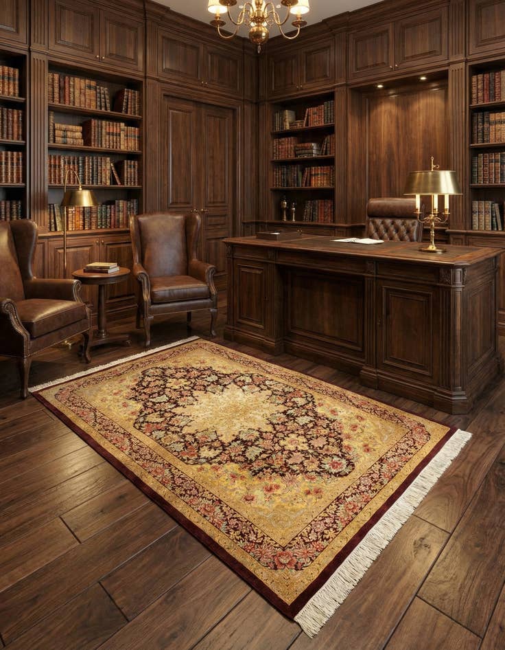 Detail image of 3' 4 x 5' 3 Ghom Silk Rug