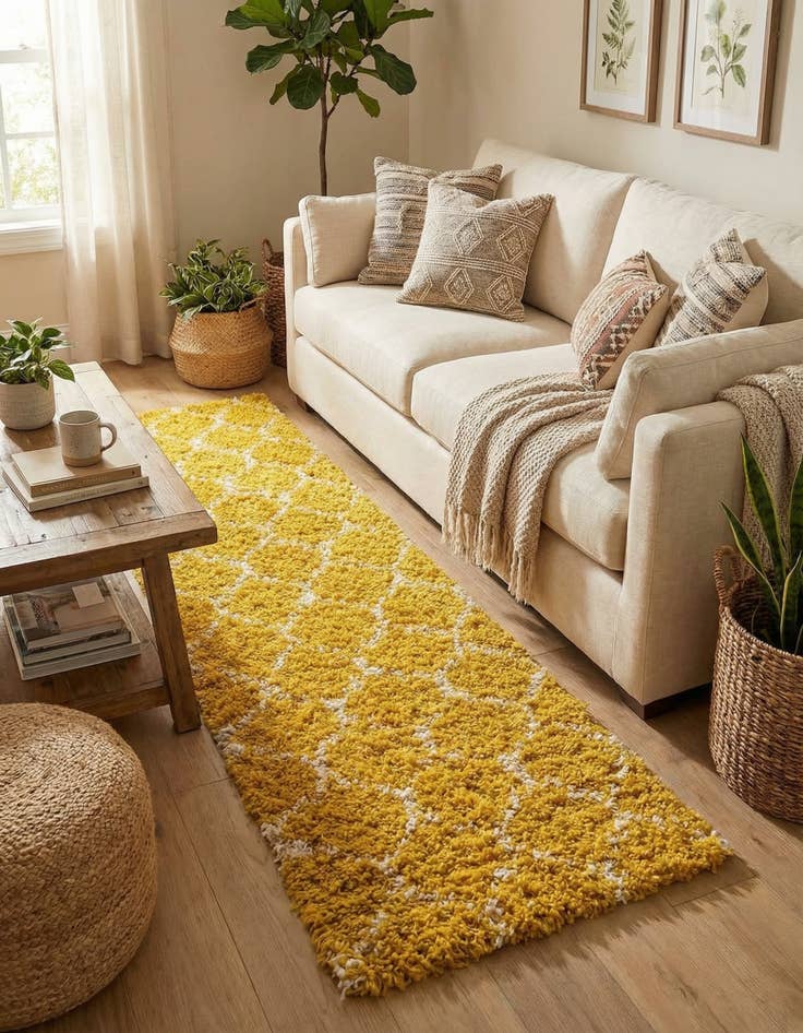 Detail image of 2' x 5' Trellis Shag Runner Rug