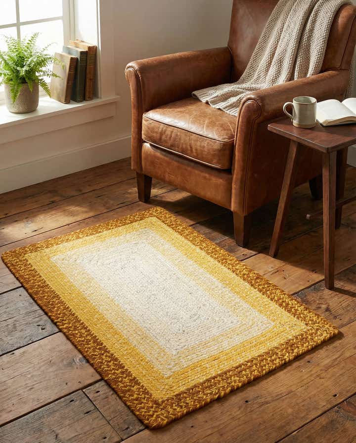 2' x 3' 1 Handmade Hand Braided Wool Rug