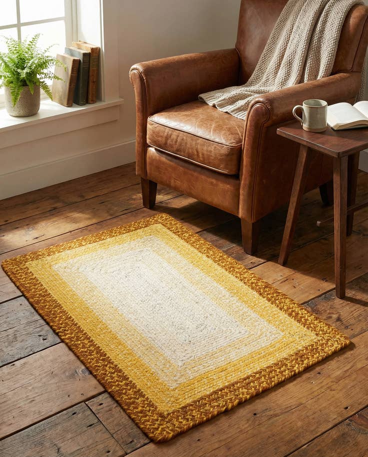 Detail image of 2' x 3' 1 Handmade Hand Braided Wool Rug