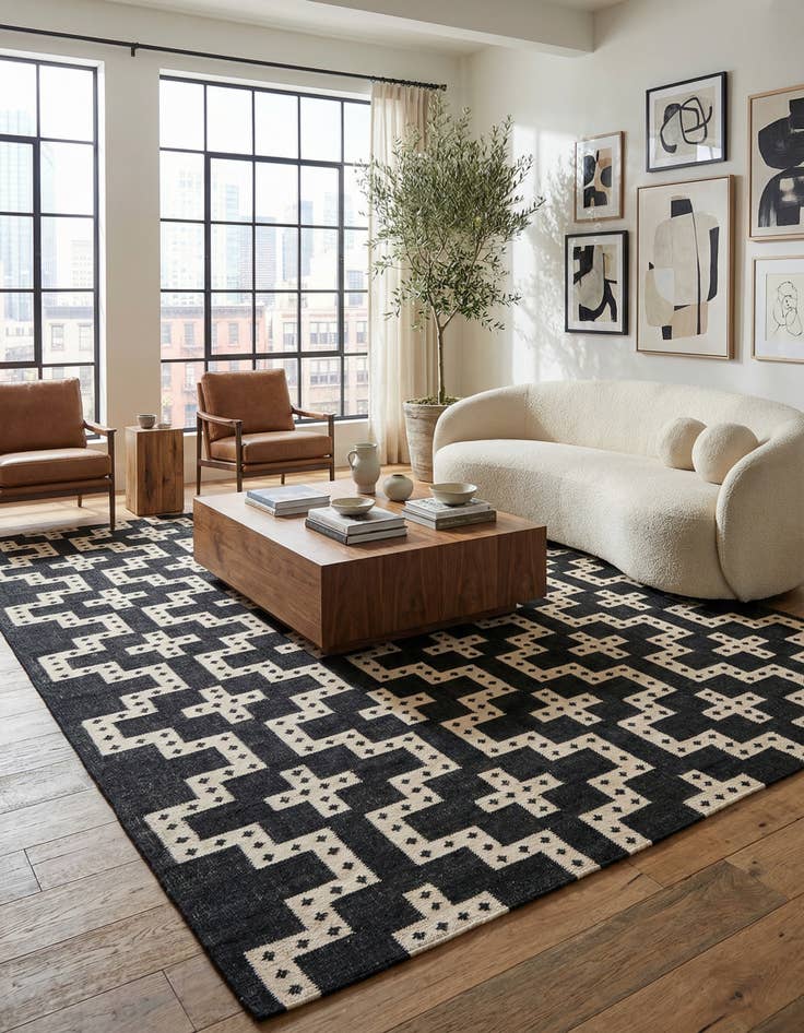 Detail image of 9' x 12' Hand Woven Kilim Wool Rug