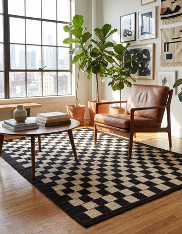 4' 2 x 5' 9 Hand Woven Kilim Modern Wool Rug