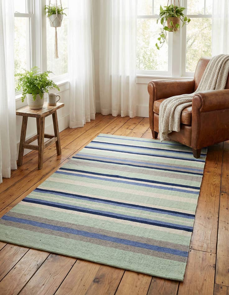 Detail image of 3' 1 x 5' 1  Hand Woven Flatweave Cotton Dhurrie Rug