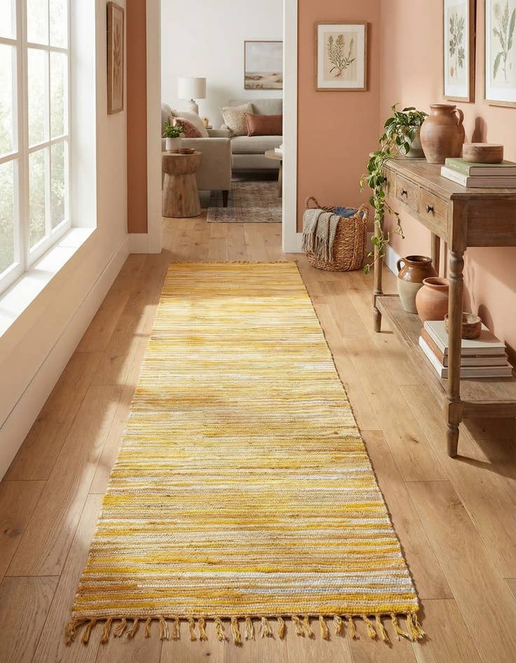 Detail image of 2' 7 x 9' 10  Hand Woven Chindi Cotton Runner Rug