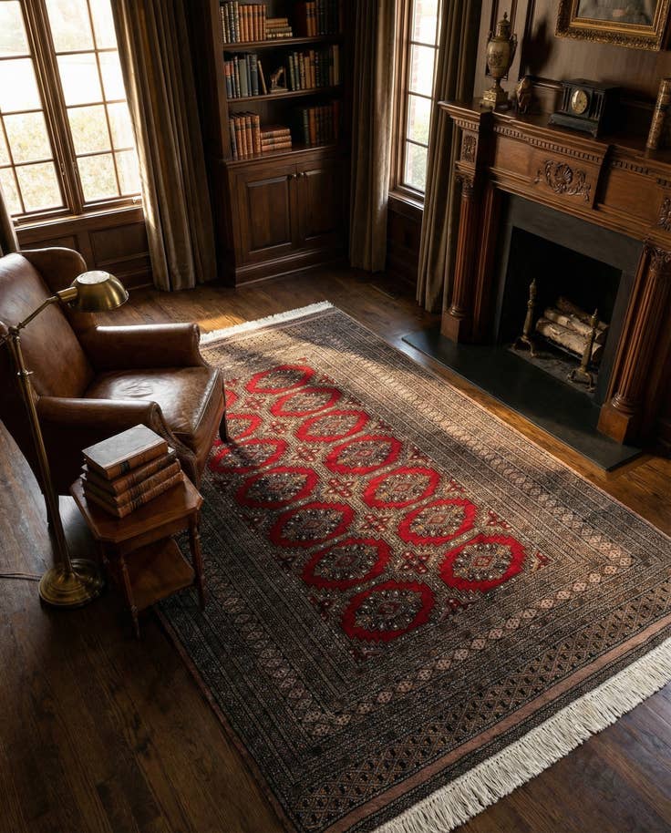 Detail image of 4' 3 x 6' 2 Hand Knotted Bokhara Oriental Wool Rug