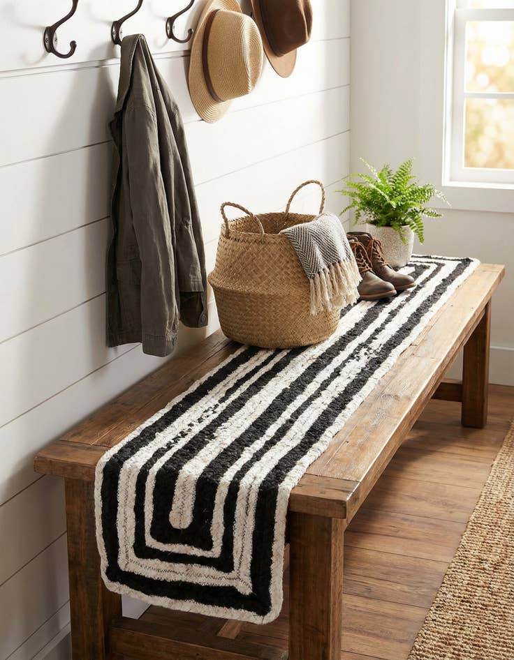 Detail image of 1' 2 x 5' 1 Handmade Braided Chindi Table Runner Rug