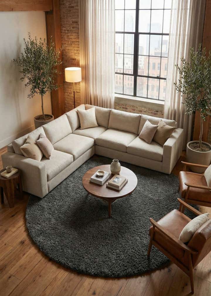 10' x 10' Solid Shag Round Rug