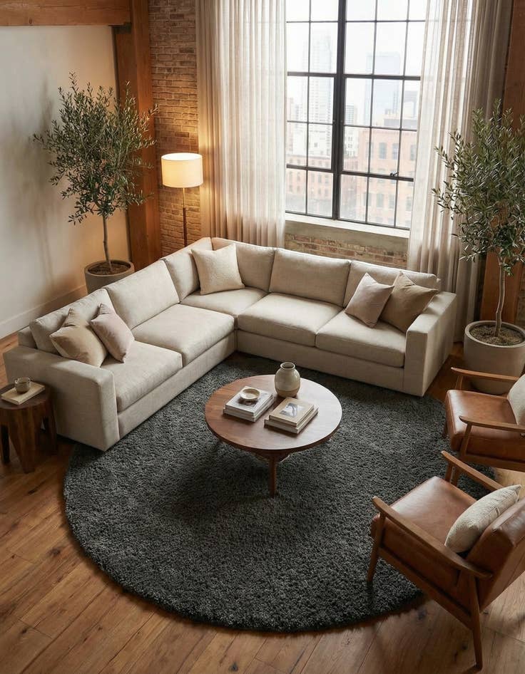 Detail image of 10' x 10' Solid Shag Round Rug