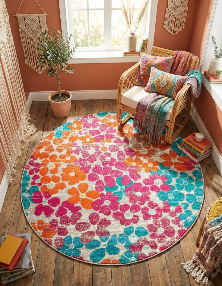 Detail image of  5' 3 x 5' 3 Azalea Round Rug