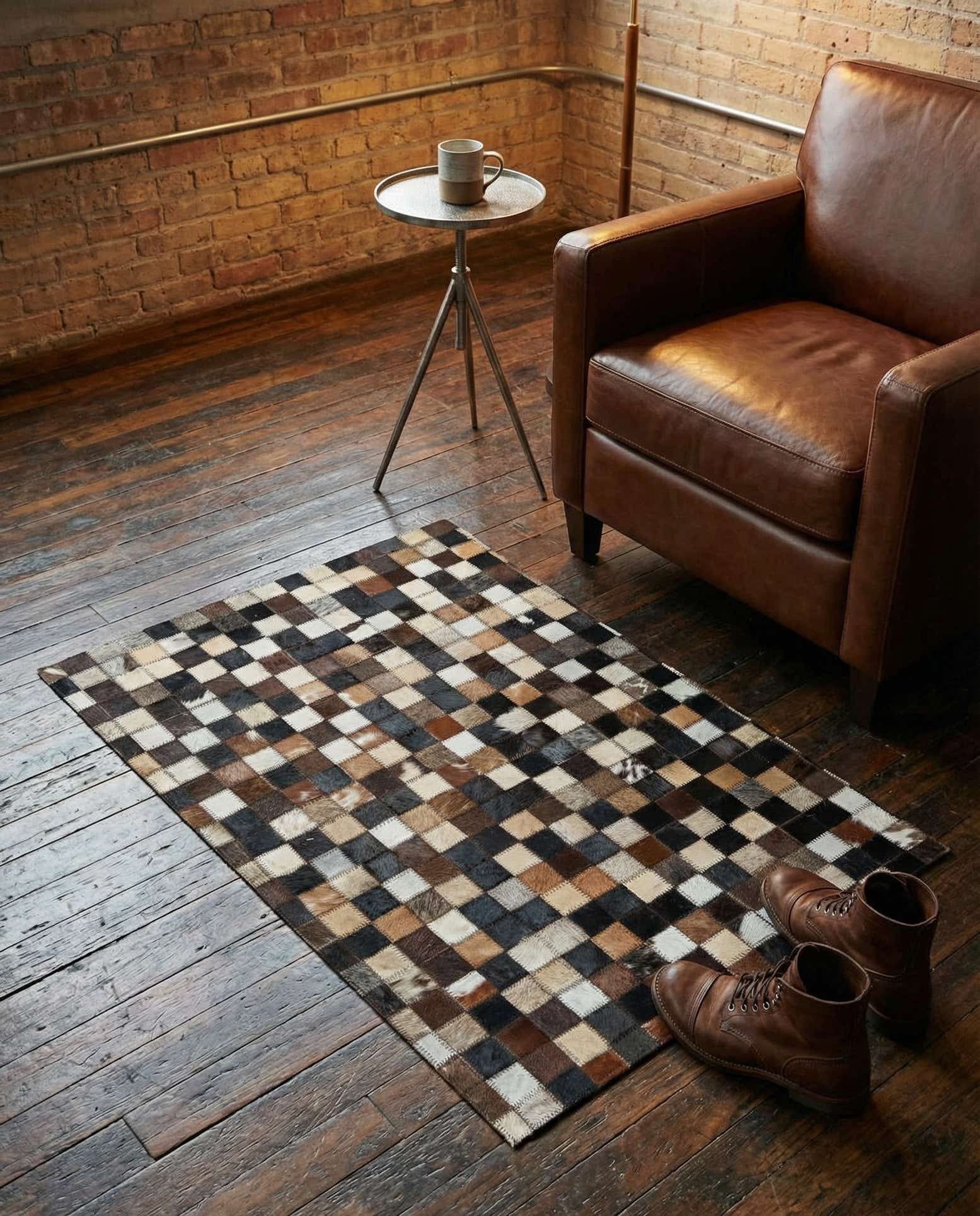 2' x 3' Cowhide Leather Rug