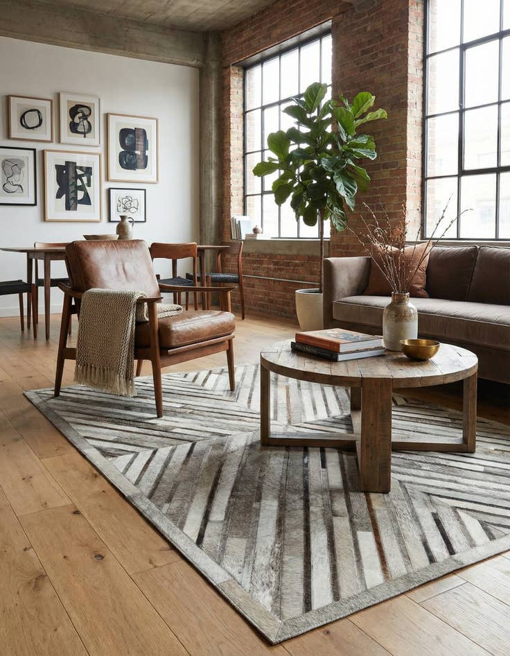 Detail image of 4' 1 x 6' 1 Cowhide Leather Rug