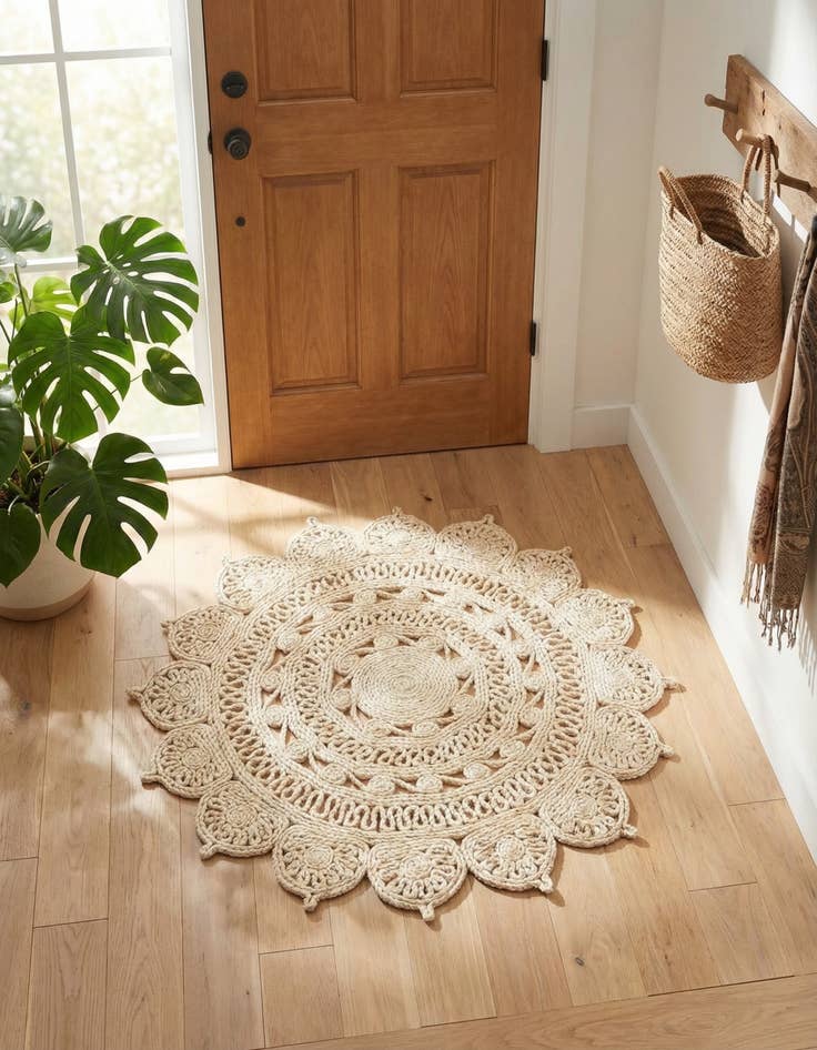 Detail image of 3' 1 x 3' 1  Hand Braided Jute Round Rug