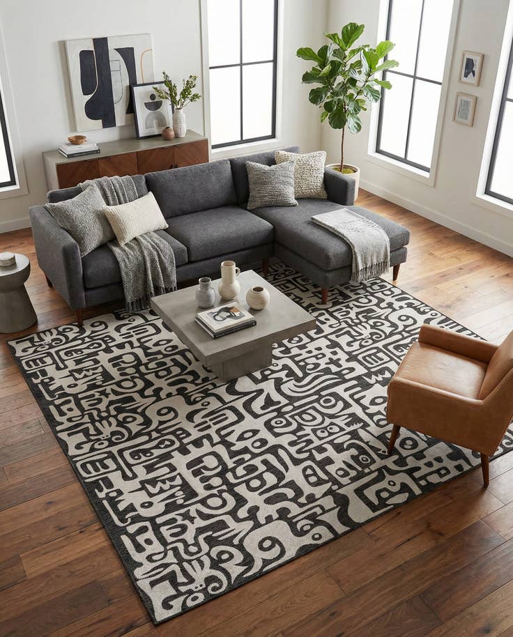 Detail image of 13' x 13' Easy-Clean Modern Indoor / Outdoor Square Rug