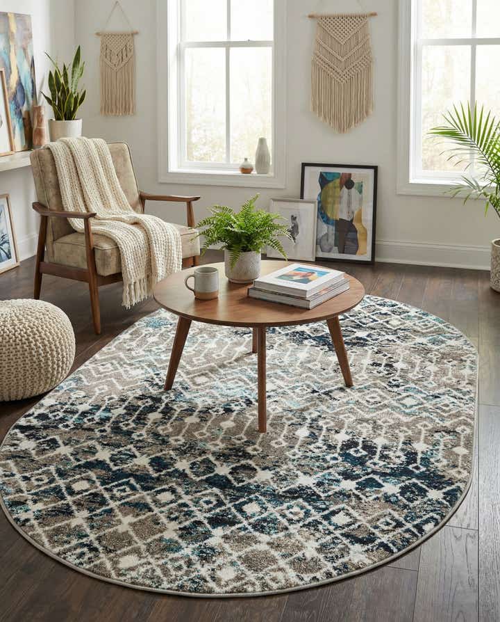 4' x 6' Moroccan Trellis Oval Rug