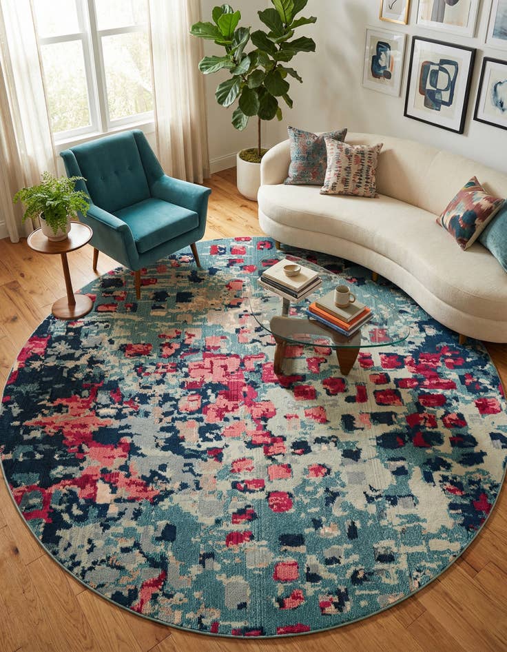 Detail image of 8' x 8'  Washable Barcelona Round Rug