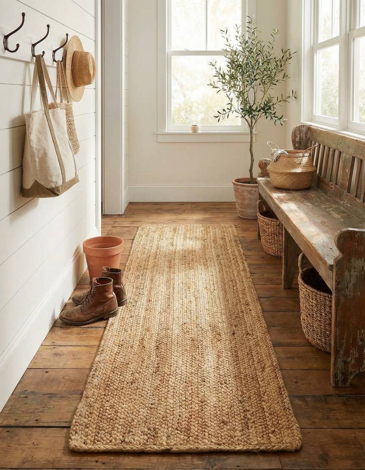 Detail image of 2' 2 x 6' 1  Hand Braided Jute Luxe Runner Rug