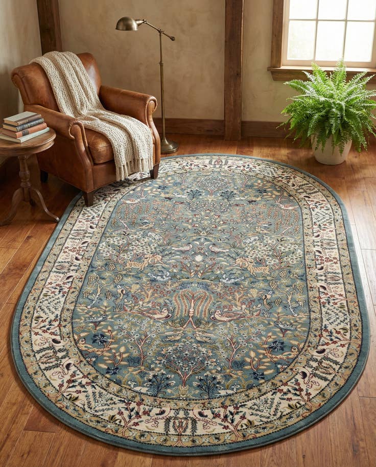Detail image of 4' x 6' Nain Design Oval Rug